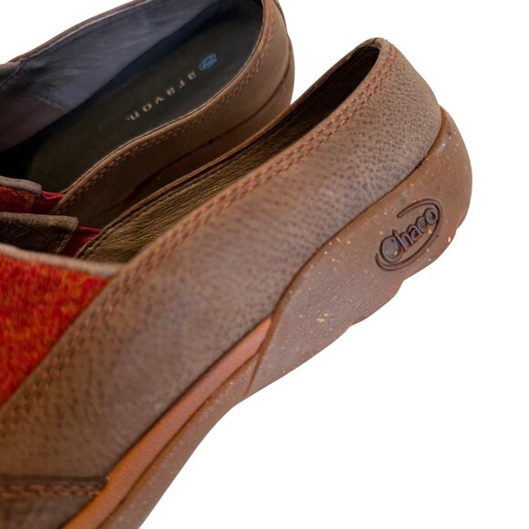 SIZE 10 Womens Chaco Quinn Wool Leather Clogs Mules Brick Red Orange Brown - Picture 8 of 12